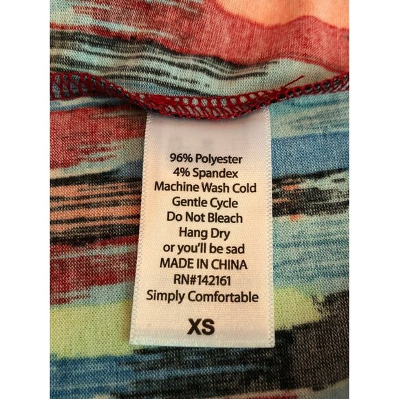 LuLaRoe Irma XS Multicolor Abstract Tunic Top Stretchy Soft Knit High-Low Hem - Picture 8 of 10